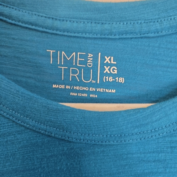 Time and Tru Women's Relaxed Fit Slub T-Shirt Blue XL - Picture 2 of 3